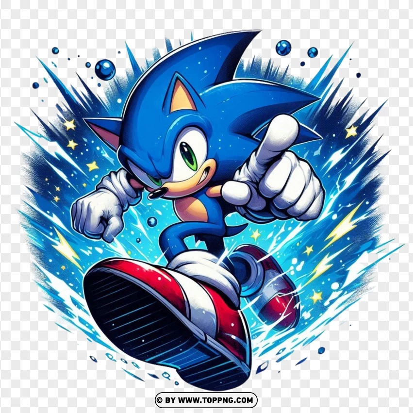 Speedy Sonic The Hedgehog With Blue Energy PNG Transparent Background