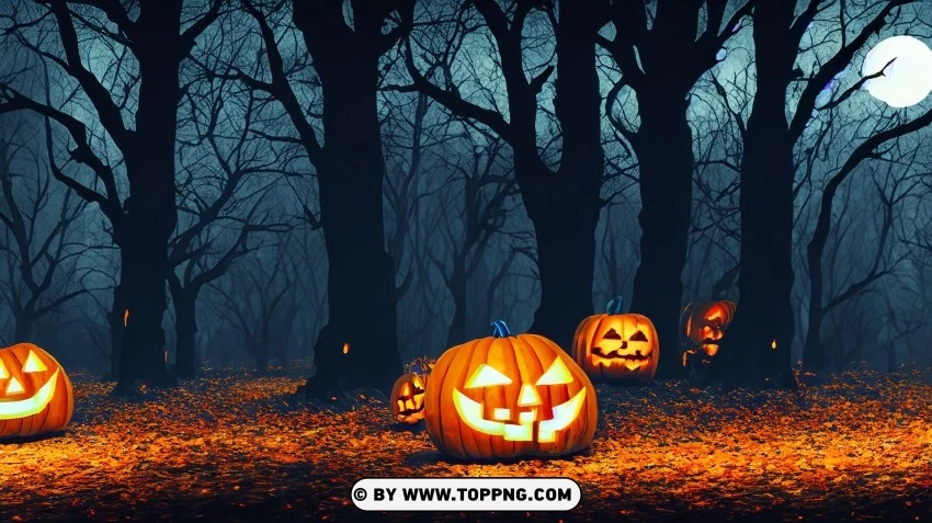 Spine-chilling Forest Graveyard Halloween Wallpaper PNG Transparent Background