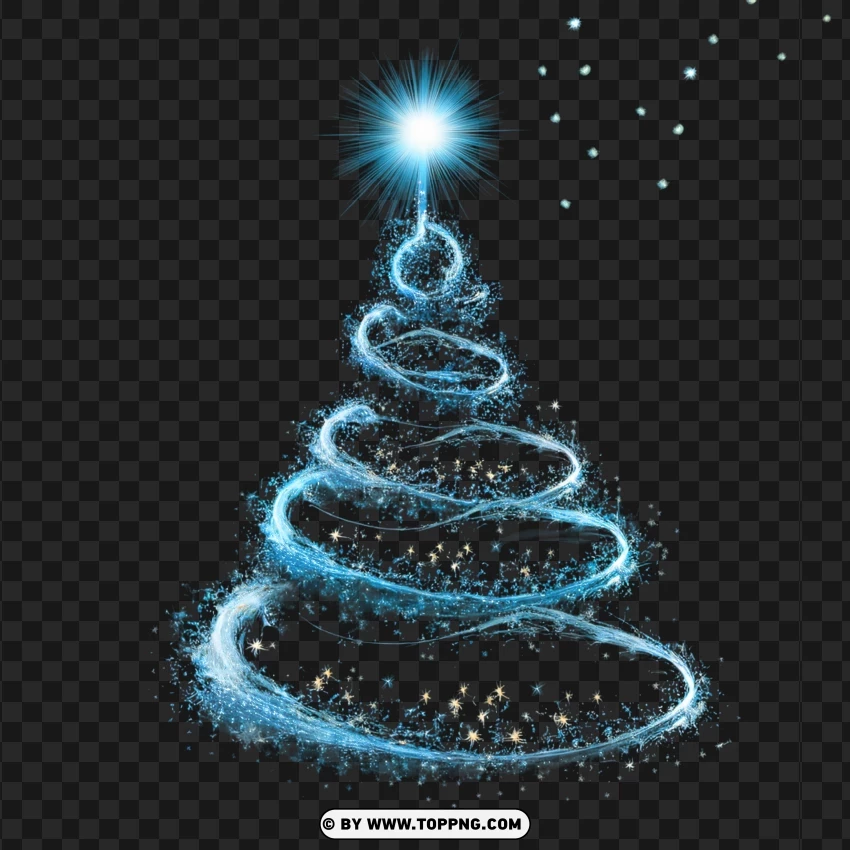 Spiral Starry Christmas Tree With Bright Star PNG Transparent Background