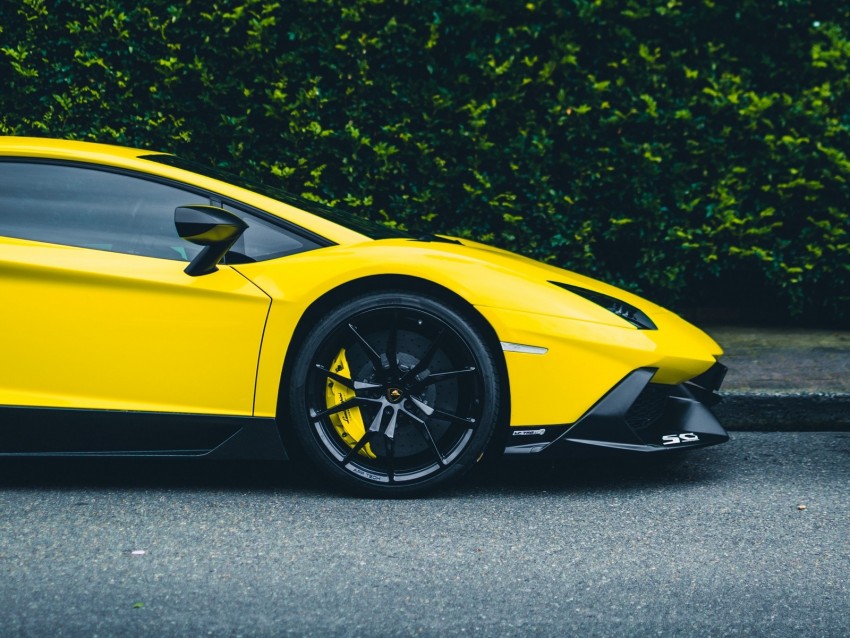 sportscar, yellow, side view, wheel, power, speed