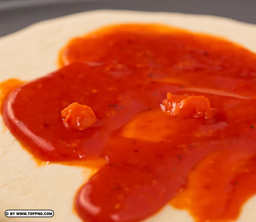 Spreading Homemade Tomato Sauce On The Pizza Dough PNG Transparent Background