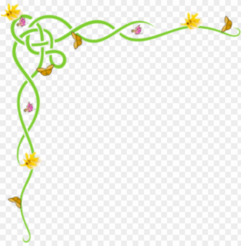 nature border, flower designs, green vines, butterfly decorations, yellow flowers, decorative elements, spring theme