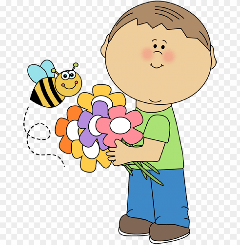 boy, flowers, cartoon, bee, nature, colorful, child