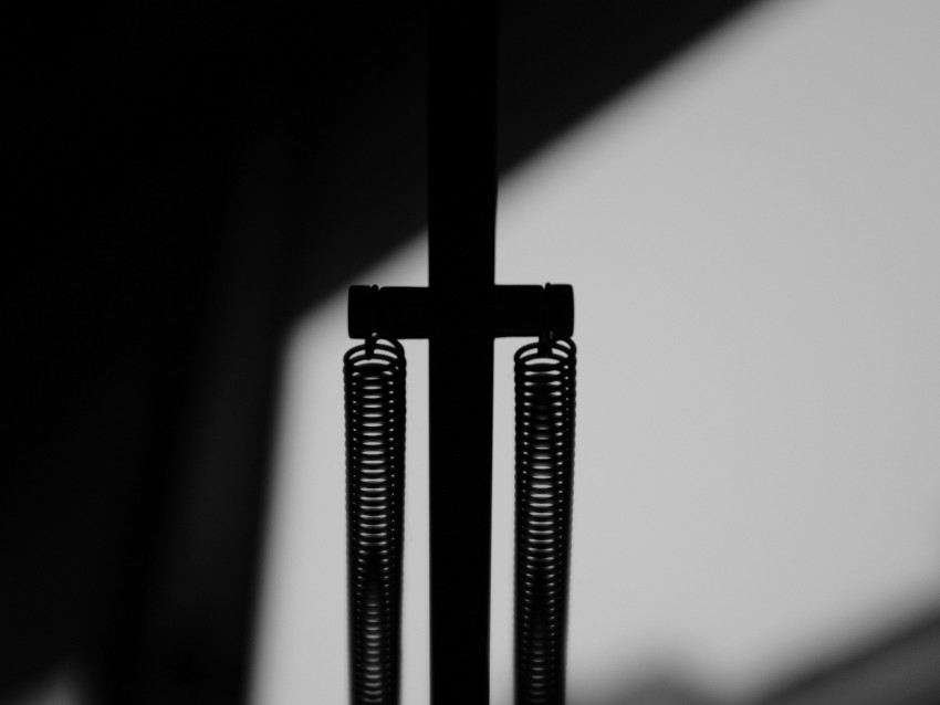 springs, mechanism, dark, bw