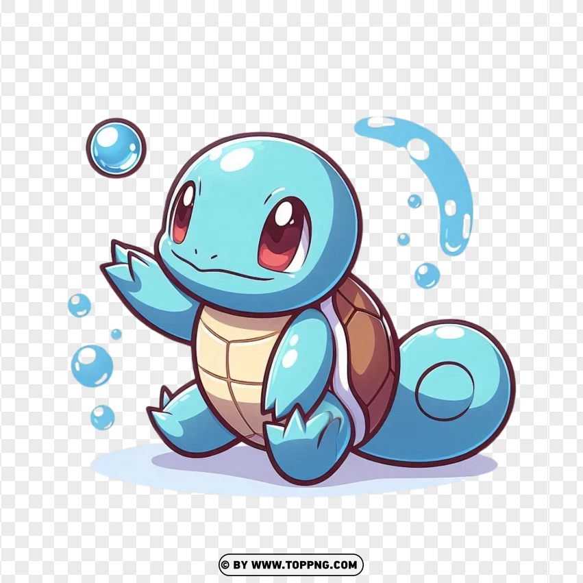 Squirtle Character Splashing Water PNG Transparent Background