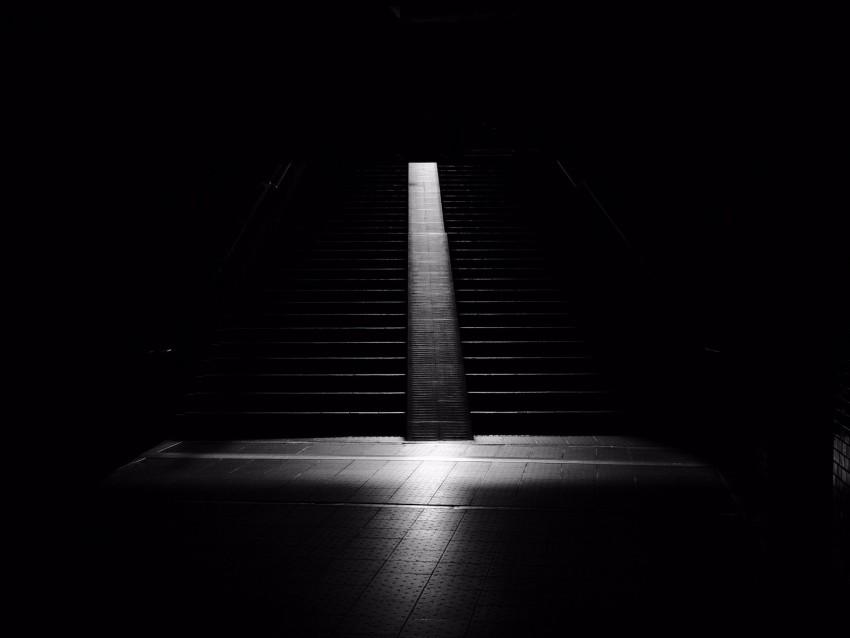 Staircase Dark Bw Room Darkness Background