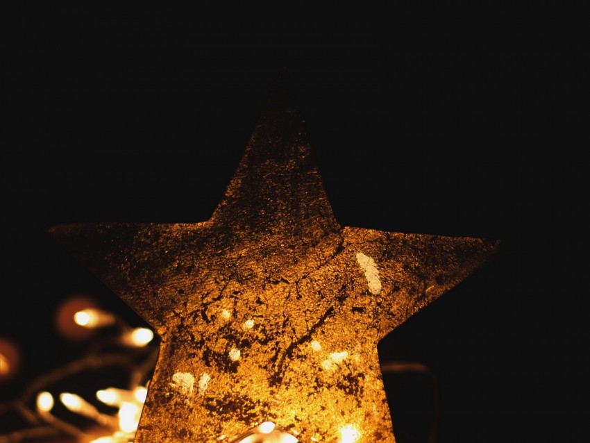 star, garland, light, dark, backlight