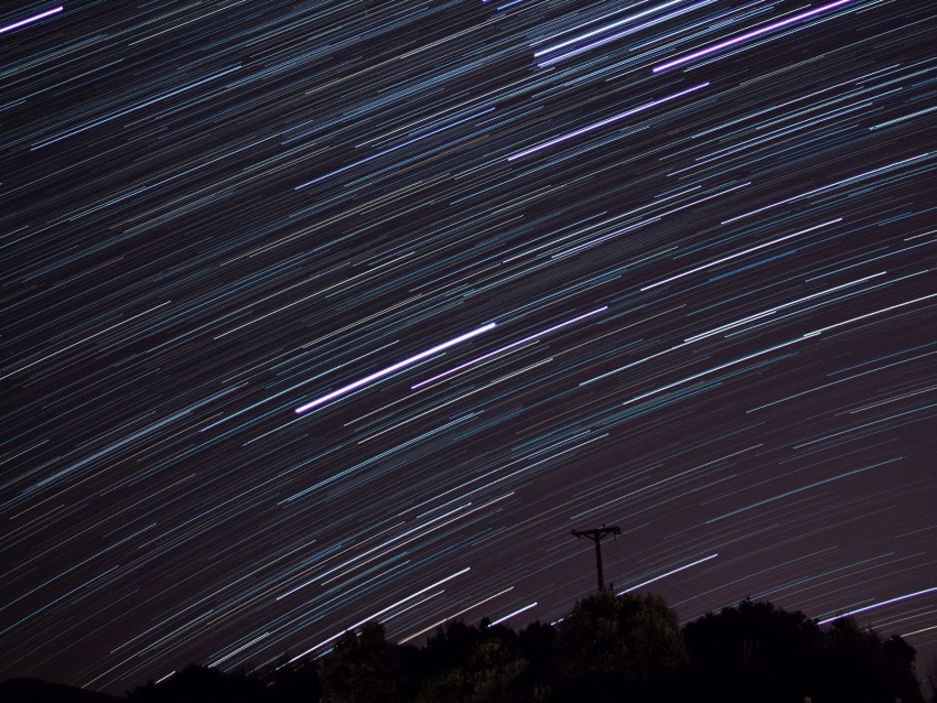 star trail, stars, lines, night, sky