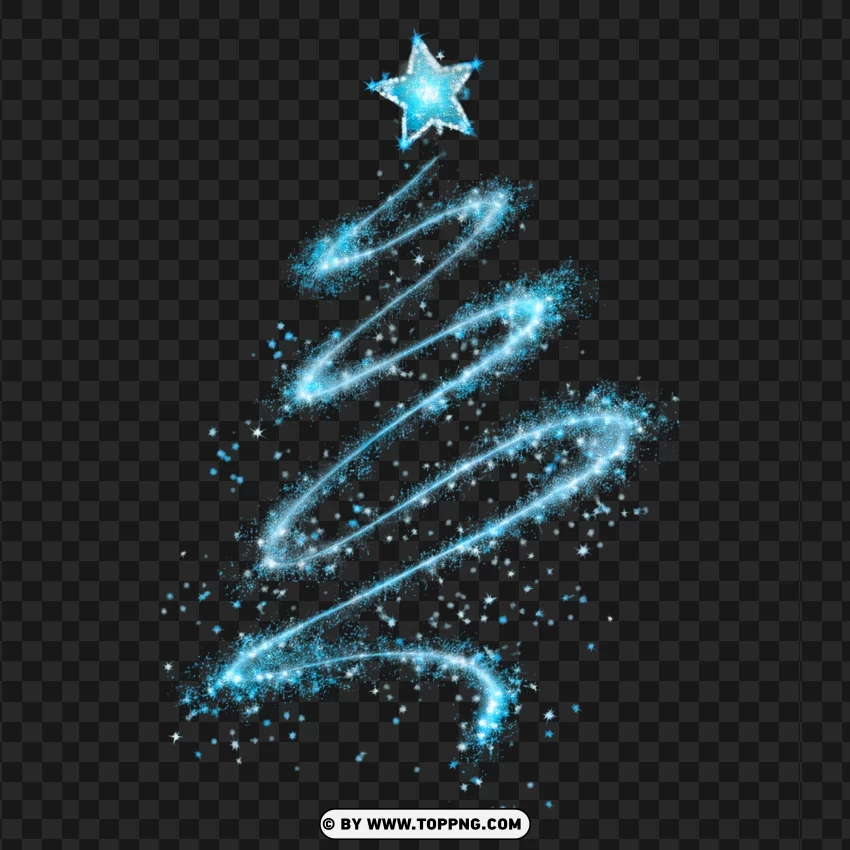 Starry Christmas Tree Illustration With Glowing Top Star PNG Transparent Background