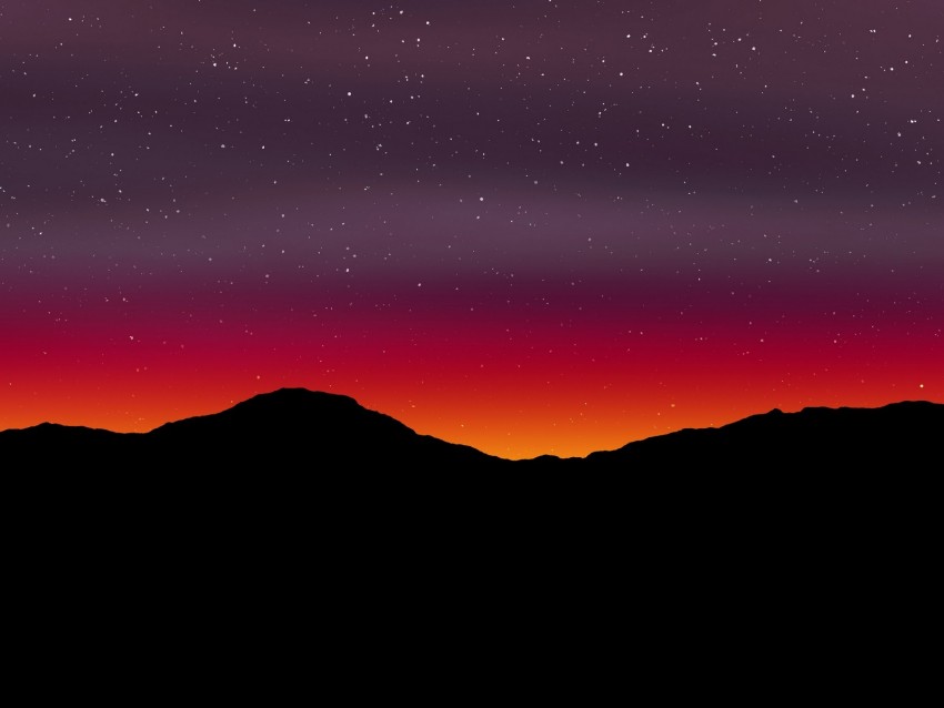 starry sky, mountains, art, dark