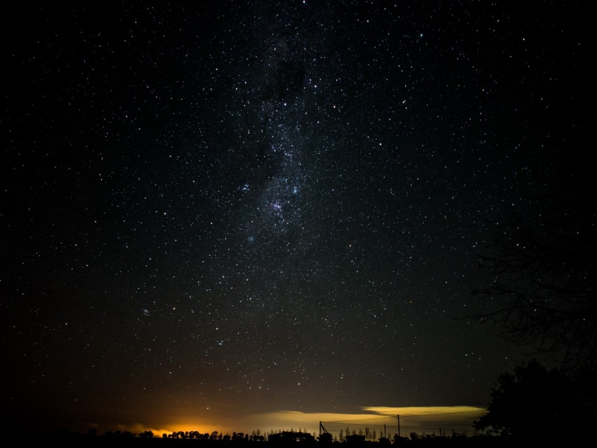 starry sky, night, horizon, shine, night landscape