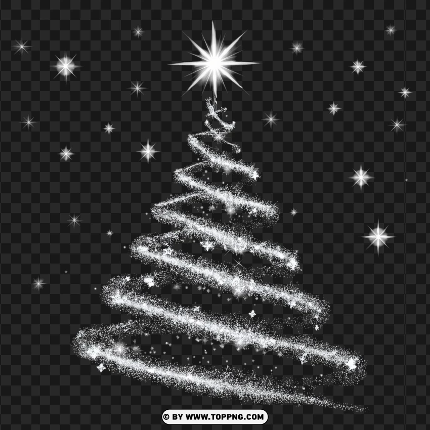 Starry Spiral Christmas Tree Illustration With White Glow PNG Transparent Background