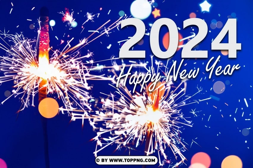 Start 2024 With A Bang High-quality New Years Greeting Card PNG Transparent Background