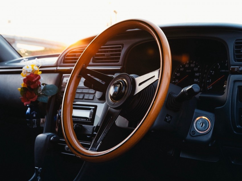 Steering Wheel Car Interior Salon Panel Background