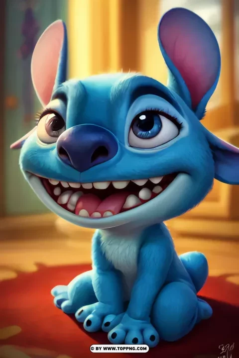 Stitch Character Art Disney Cartoon In 4k PNG Transparent Background