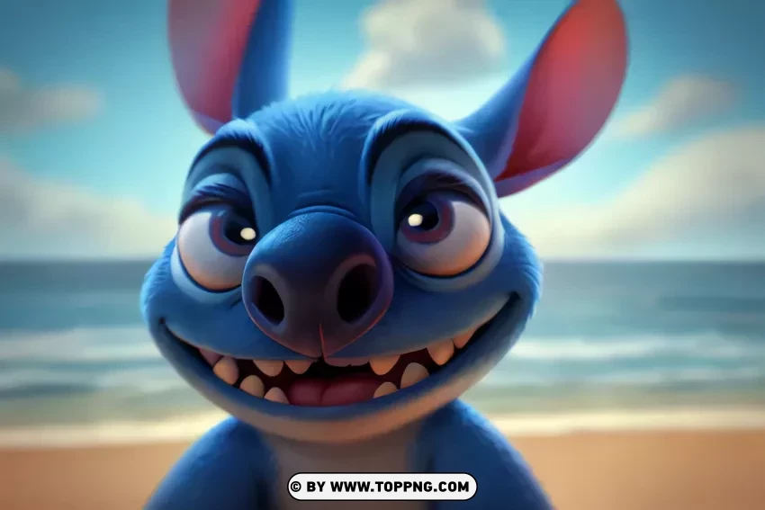 Stitch Disney Fun At The Beach Hd Wallpaper PNG Transparent Background