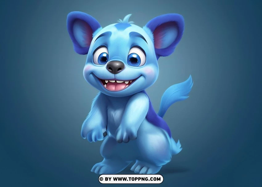 blue cartoon dog, cute character, animated pet, friendly mascot, digital illustration