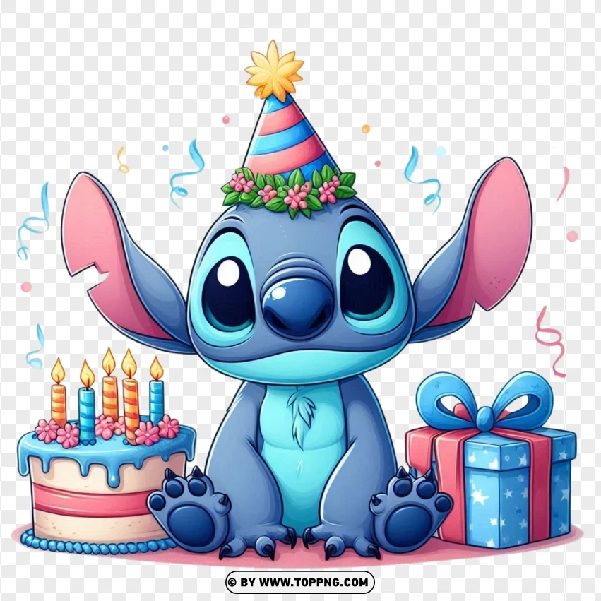 Stitch Celebrating Birthday PNG Transparent Background