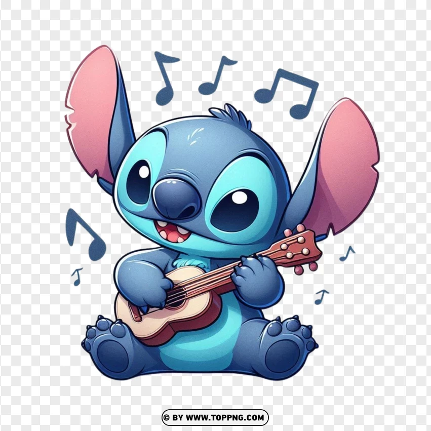 Stitch Playing Guitar PNG Transparent Background