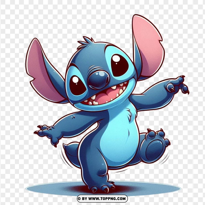 Stitch With Big Ears And Happy Smile PNG Transparent Background