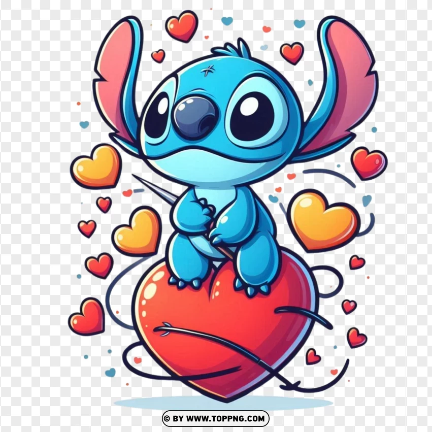 Stitch With Love Hearts PNG Transparent Background