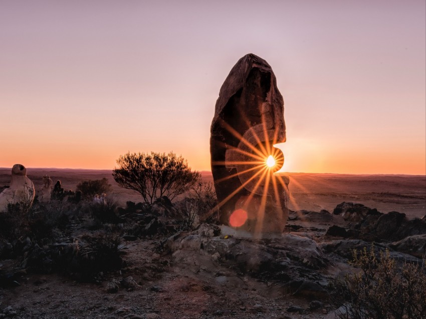 Stone Rock Sun Sunlight Sunset Background