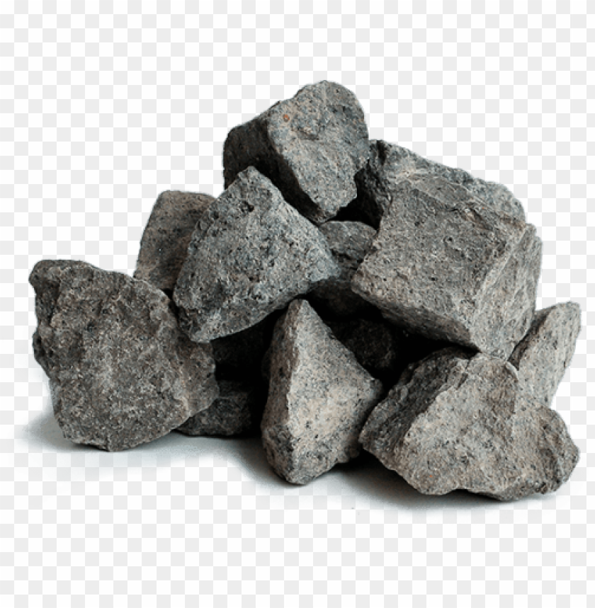 A pile of irregularly shaped gray rocks on a white background PNG