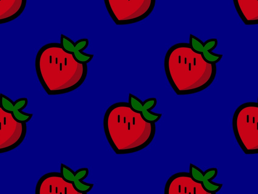 Strawberry Patterns Texture Blue Red Background