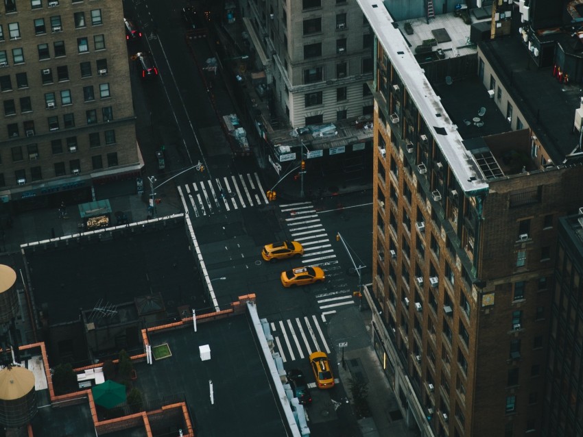 street, buildings, aerial view, rooftops, cityscape, new york