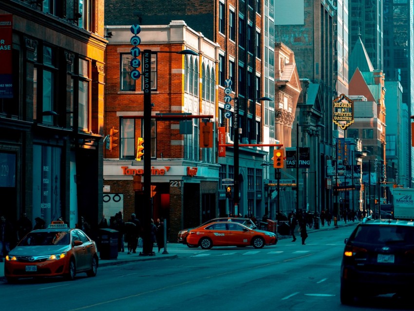 Street City Buildings Twilight Movement Road Background