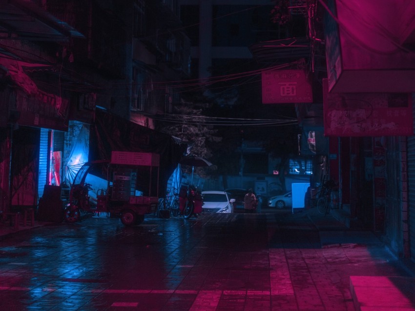 Street City Night Neon Light Background