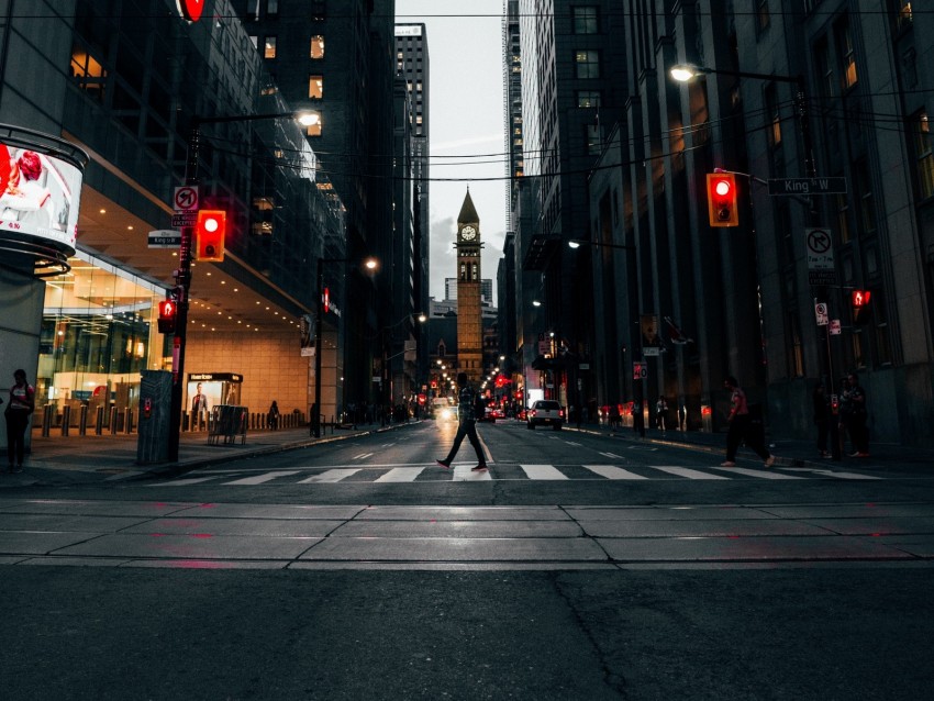 street, pedestrian crossing, city, buildings, metropolis