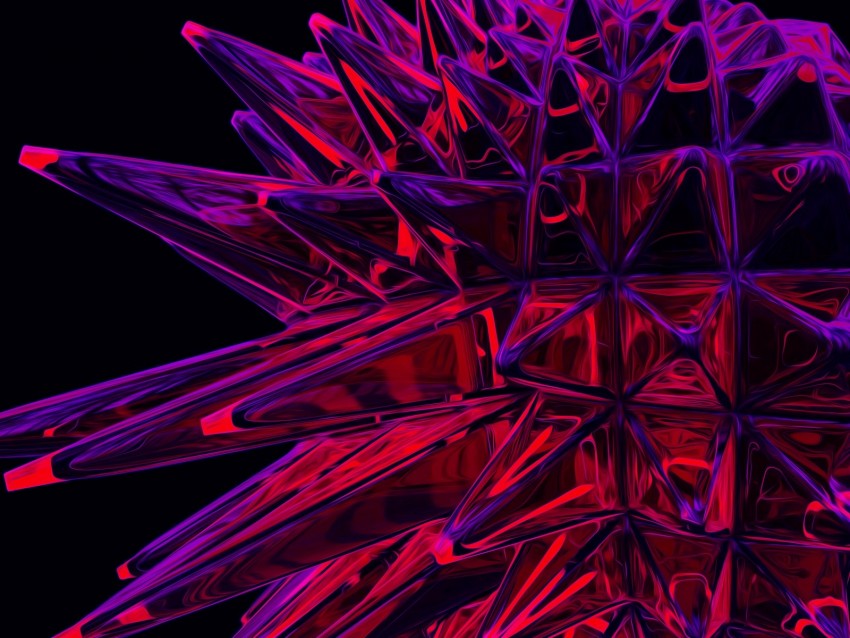 structure, crystal, spiny, sharp, red, purple