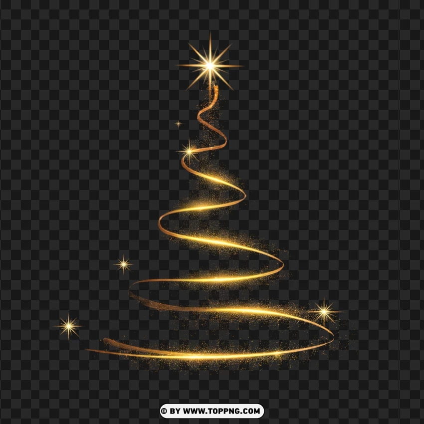 Stylish Spiral Christmas Tree With Shining Star PNG Transparent Background