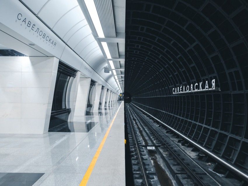 Subway Station Tunnel Rails Underground Background