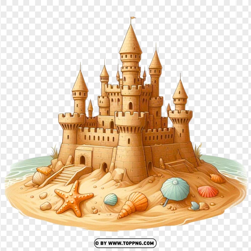 Sand castle, Summer Vibes, Kids Clipart,vector, summer, beach, illustration