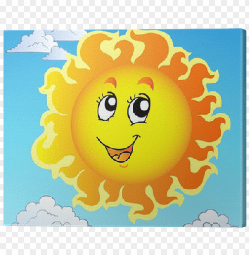 sun, smile, cartoon sun, bright sunshine, cheerful weather, playful clouds, sunny background