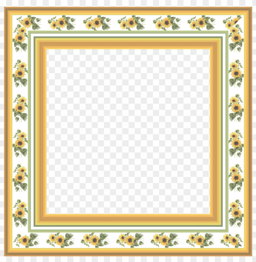 sunflower frame, floral design, border decoration, yellow flowers, nature elements, vintage style, graphic art