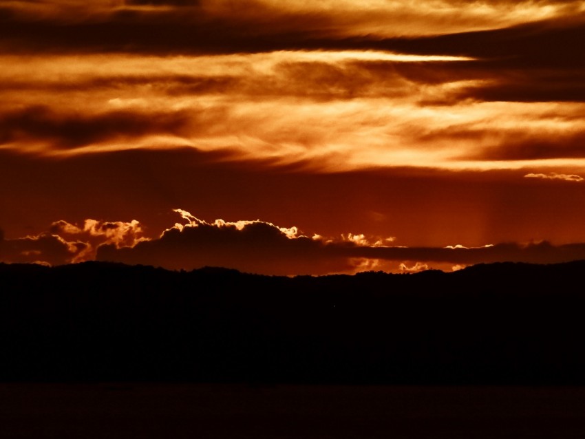 Sunset Clouds Horizon Twilight Dark Background