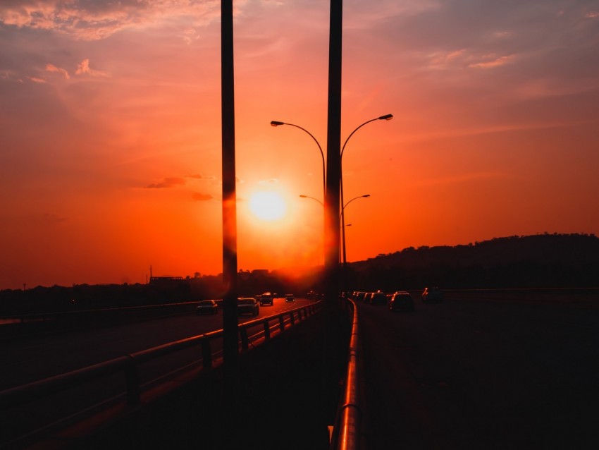 sunset, road, twilight, evening, sky