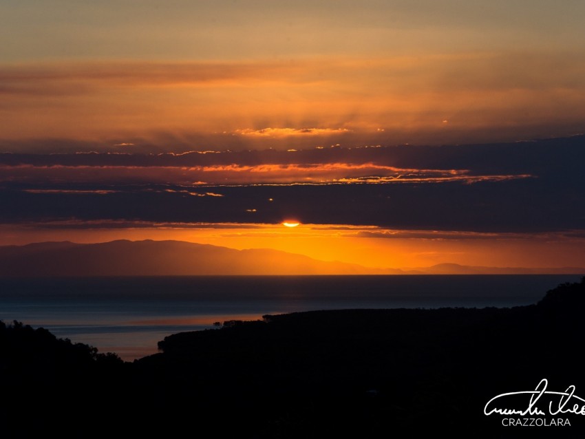 sunset, sky, clouds, horizon, sea, dark