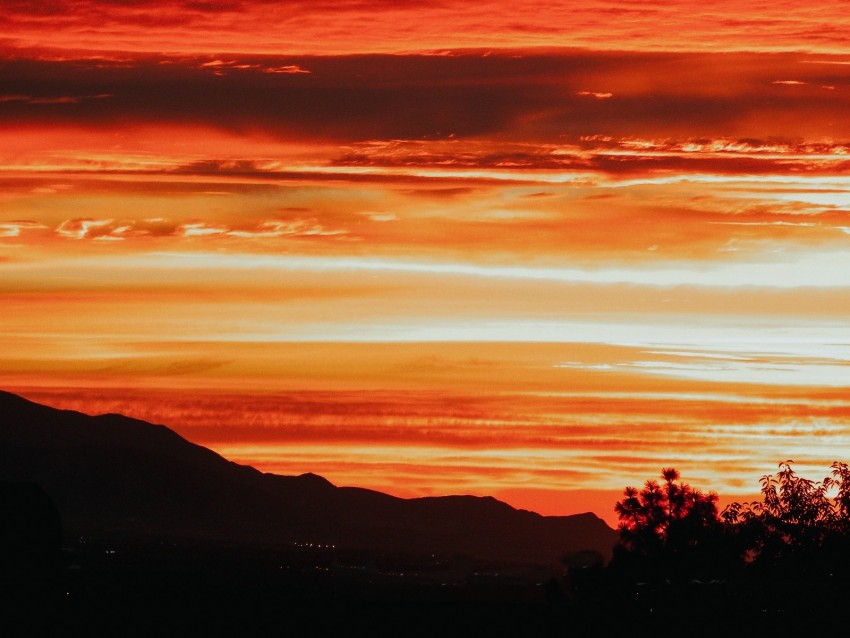 sunset, sky, clouds, night, dark