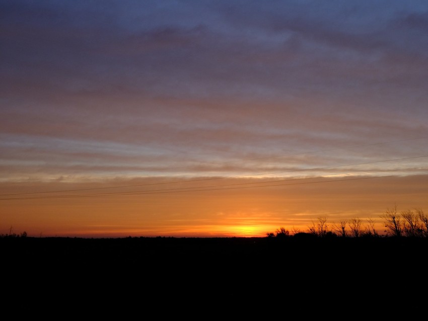 Sunset Sky Horizon Clouds Night Landscape Background