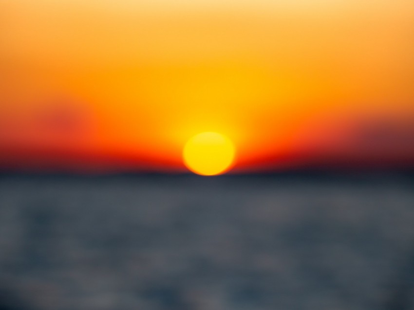 Sunset Sun Sea Blur Horizon Background