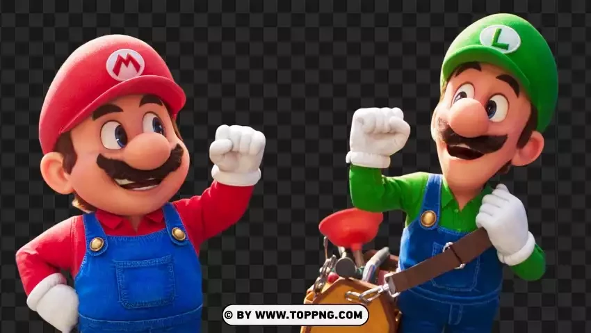 Super Mario Bros 3D Artwork featuring Mario and Luigi celebrating together