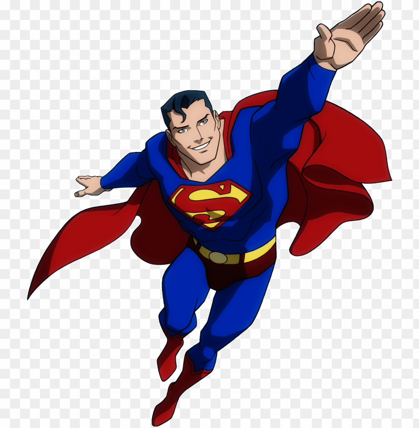 superhero, comic character, animated figure, blue costume, red cape, flying pose, male hero