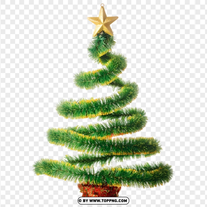 Swirl Christmas Tree Clipart With Festive Decorations PNG Transparent Background