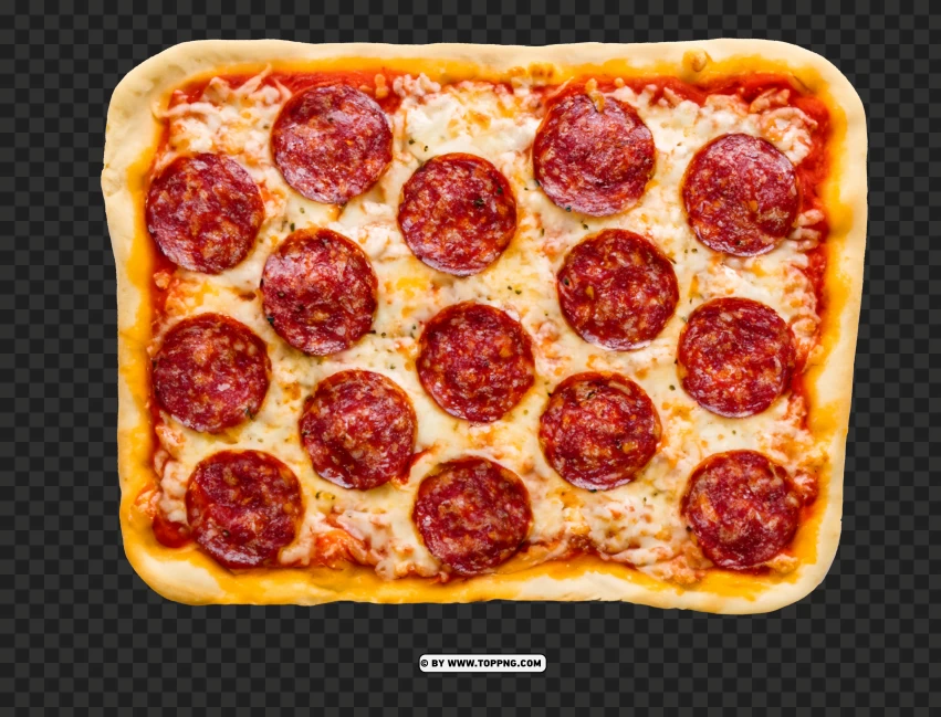 Tasty Pepperoni Square Pizza And Italian Garlic Bread Hd PNG Transparent Background