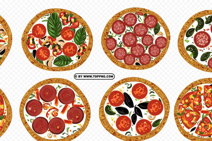 Tasty Pizza Slices With Toppings Vector PNG Transparent Background