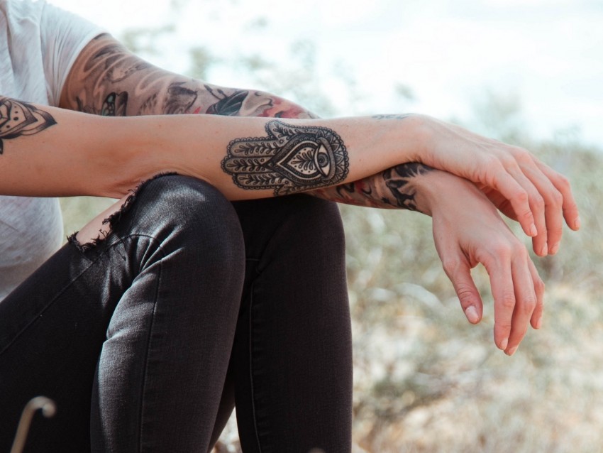 Tattoos Hands Legs Clothes Style Background